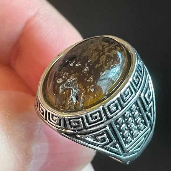 Tigers eye stone silver ring size 9 - Picture 5 of 9